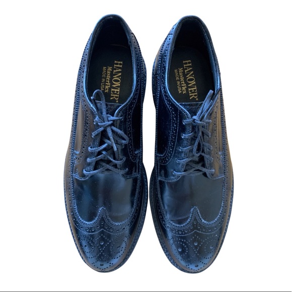 Hanover Black Leather Wingtip Shoes - Picture 4 of 6